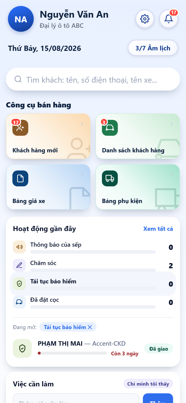 Cùng app đó trên điện thoại, màn Trang chủ