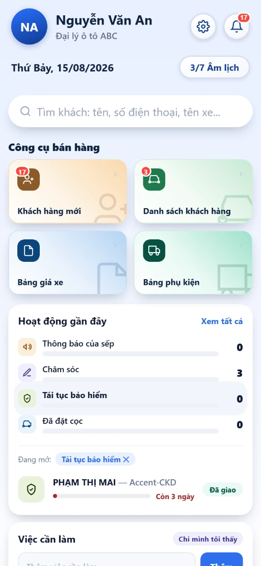 Cùng app đó trên điện thoại, màn Trang chủ